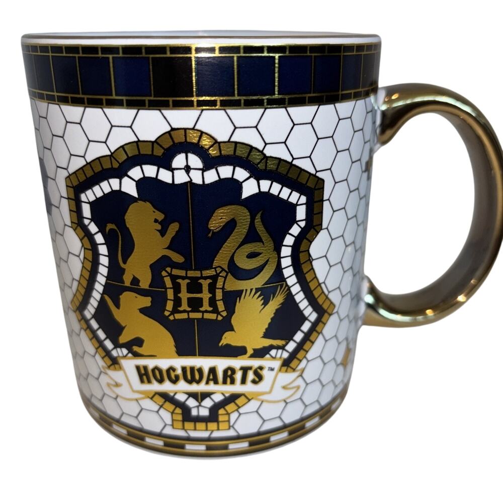 Harry Potter Hogwarts Houses Gold and Black Mug Coffee Crest NEW